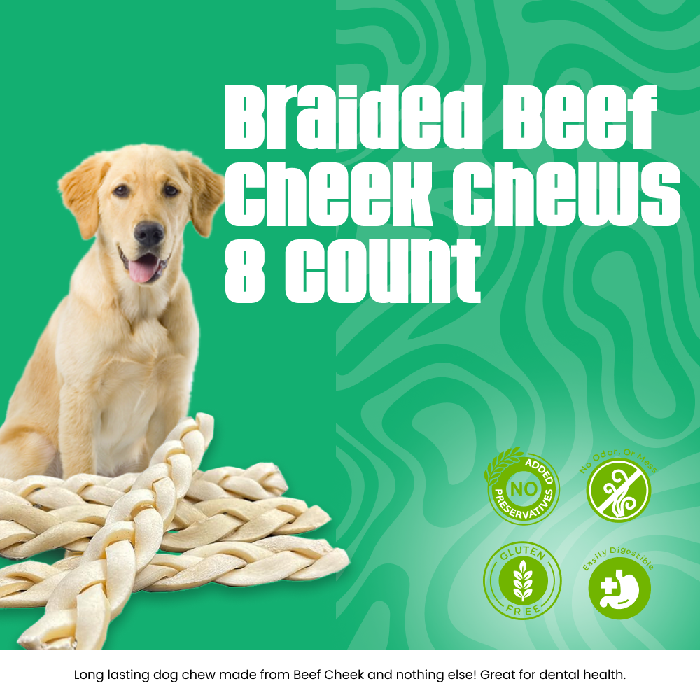 Braided Beef Cheek Chews 8 count