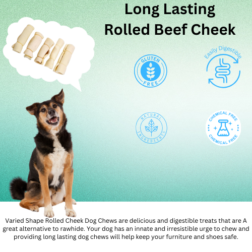 Rolled Beef Cheek Dog Chews 3 Count