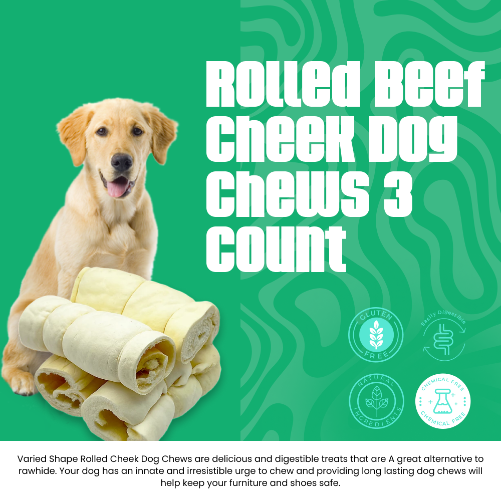Rolled Beef Cheek Dog Chews 3 Count