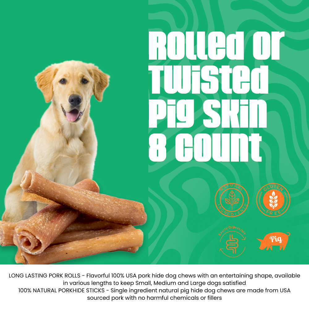 Rolled or Twisted Pig Skin 8 count