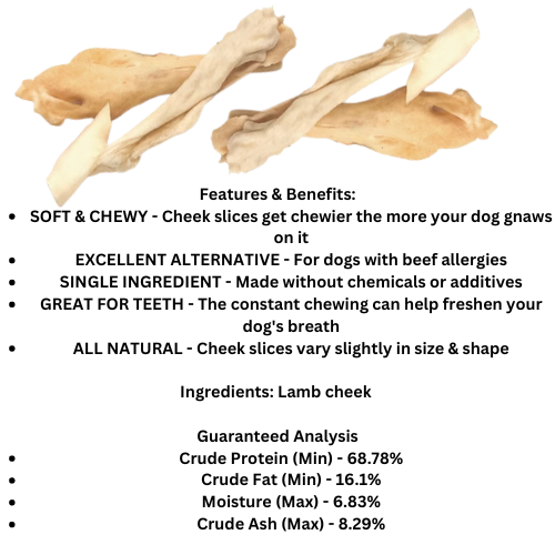 Lamb cheek chews 8 count